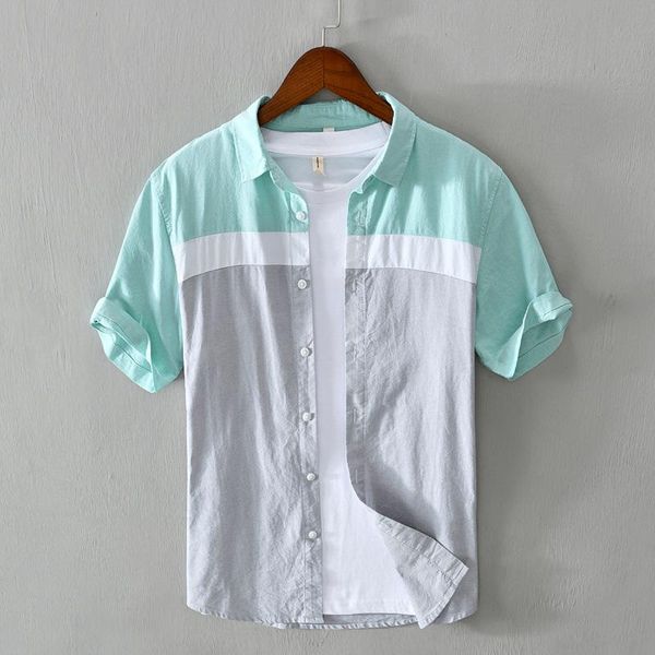 

men's casual shirts pure cotton comfortable multi-color fashion 2021 arrival short sleeve loose thin japanese style retro, White;black