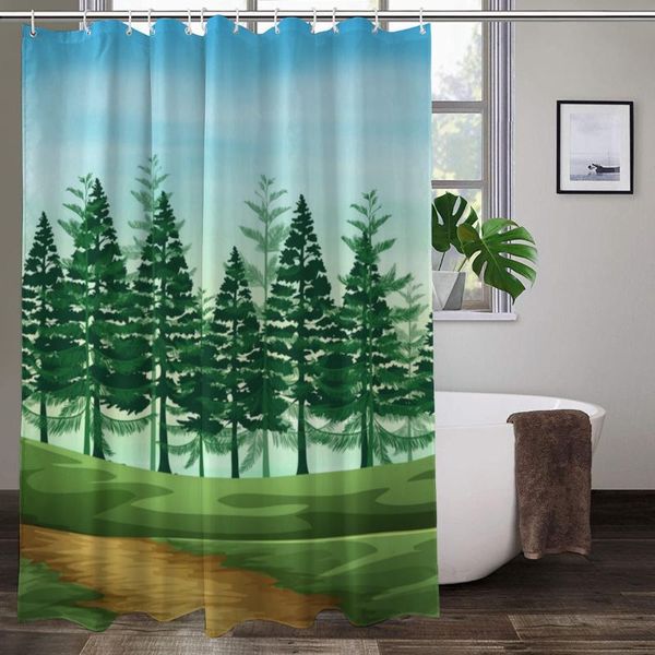 

shower curtains forest bamboo landscape bath curtain set for bathroom decor cloth