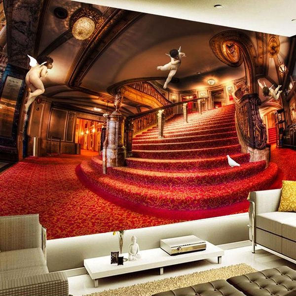

wallpapers custom po wallpaper 3d stereo stairs angel murals living room tv bedroom luxury home decor pvc waterproof wall stickers 3 d