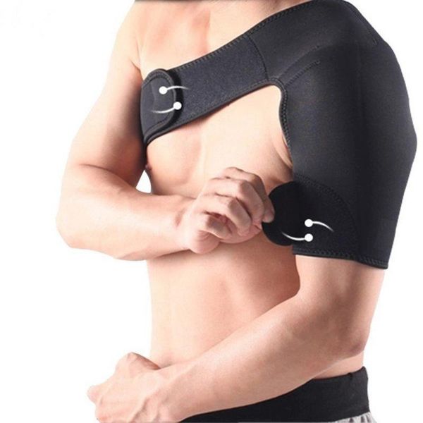 

adjustable elastic shoulder support brace basketball arm sleeve men safety sports guard posture corrector back protector, Black;blue