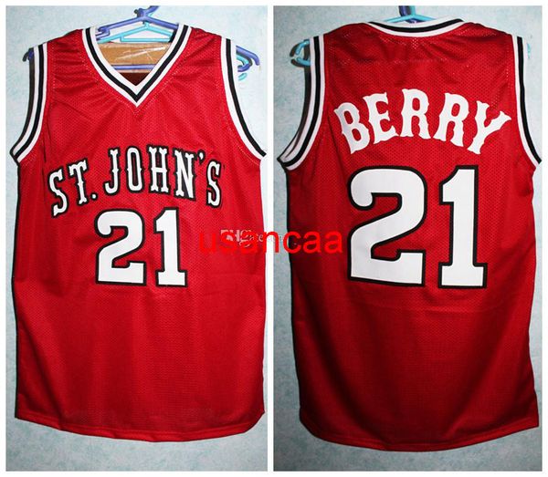 # 21 Walter Berry St. John's Retro Classic Basketball Jersey Mens Stitched Custom Numero e nome Maglie