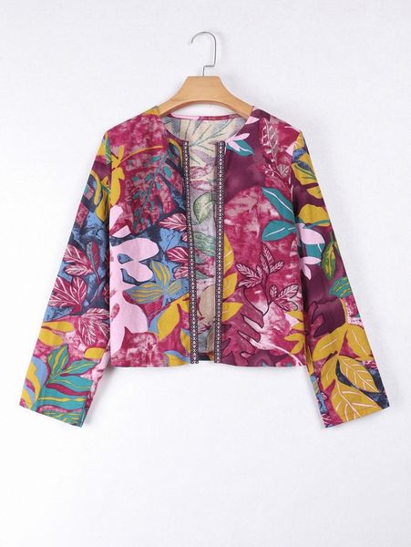 

plants open front jacket y6ko#, Black;brown