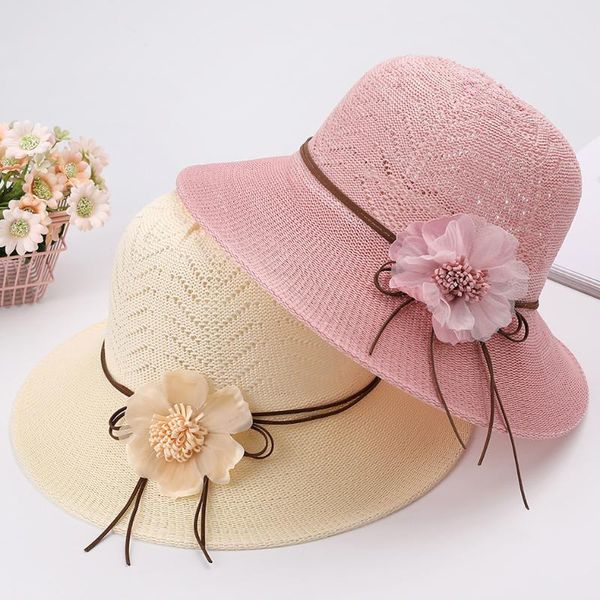 

wide brim hats 2021 summer ladies sun hat seaside beach uv protection foldable straw, Blue;gray