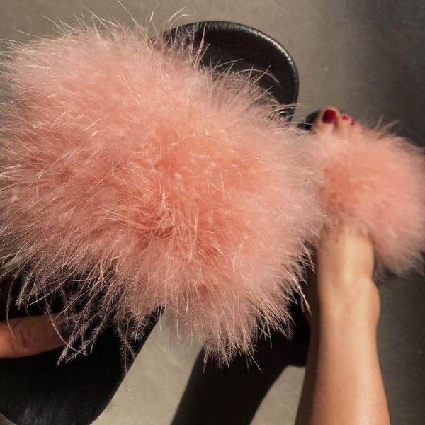 

slippers turkey feathers cool drag a word hair hundred sandals, Black