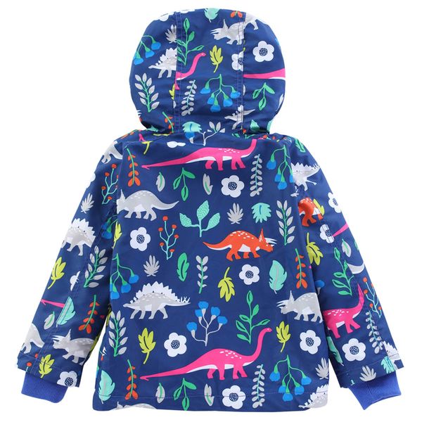

spring autumn girls jackets for kids outerwear dinosaur hooded zipper windbreaker boys coats children clothing girls jacket, Blue;gray