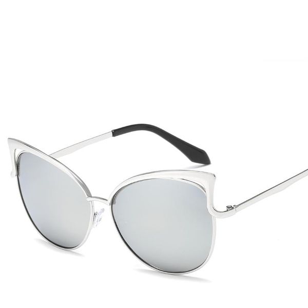 

sunglasses european and american cat eye metal glasses ms. personality colorful ink mirror fashion sunshade, White;black