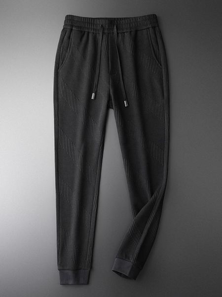 

men's pants vertical stripe man plus size 4xl luxury spring knit sports trousers hight quality drawstring sweatpants men, Black