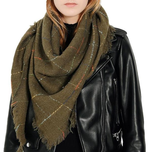 

winter warm long shawl plaid soft neck scarf for women fashionable women's neckerchief comfortable luxury ladies scarves shawls, Blue;gray