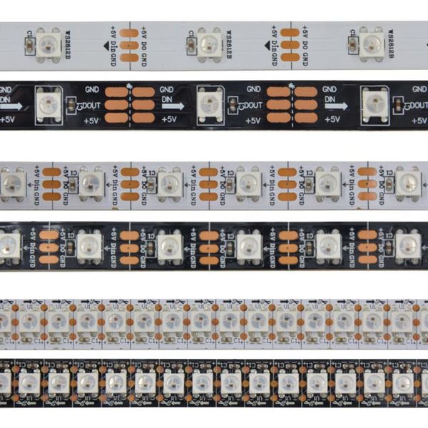 

strips ws2812b rgb led strip 30/60/74/96/144 pixels ws2812 smart light tape black white pcb ip30/65/67 1m/2m/4m/5m 5v