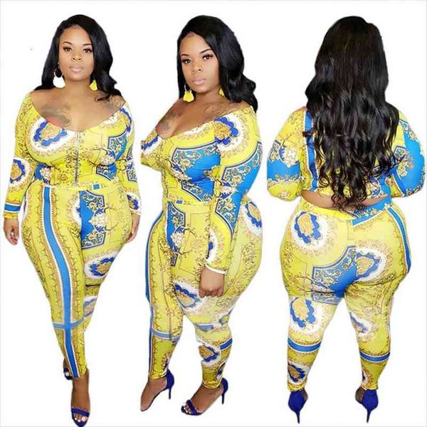 

autumn plus size women two piece outfits v neck long sleeve shirt and slim pant streetwear 2 piece set wholesale, Gray