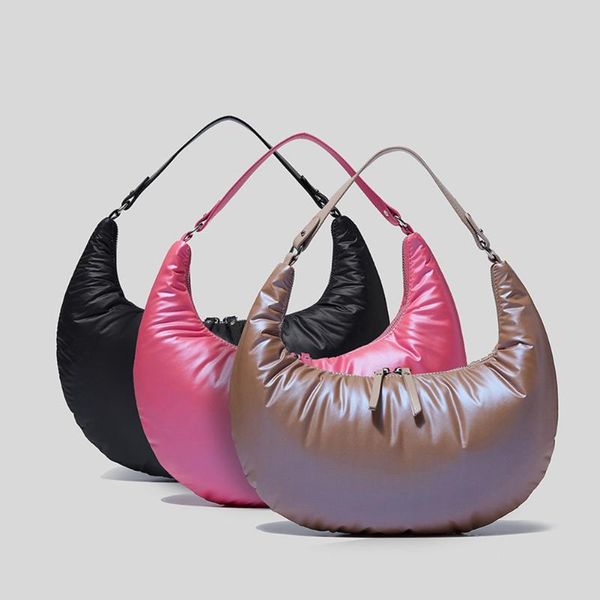 

evening bags fashion women pure color crescent shoulder bag female casual nylon underarm autumn winter large capacity handbags