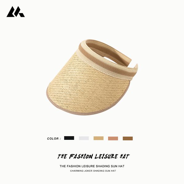 

spring summer knitting hairpin empty straw travel hair hoop sunscreen fashion duck tongue leakage sunshade hat, Blue;gray