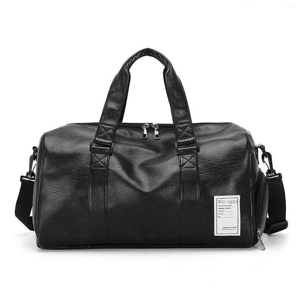 

pu leather luggage bag travel clothes storage bags zipper duffle big capacity training fitness sports with shoes duffel
