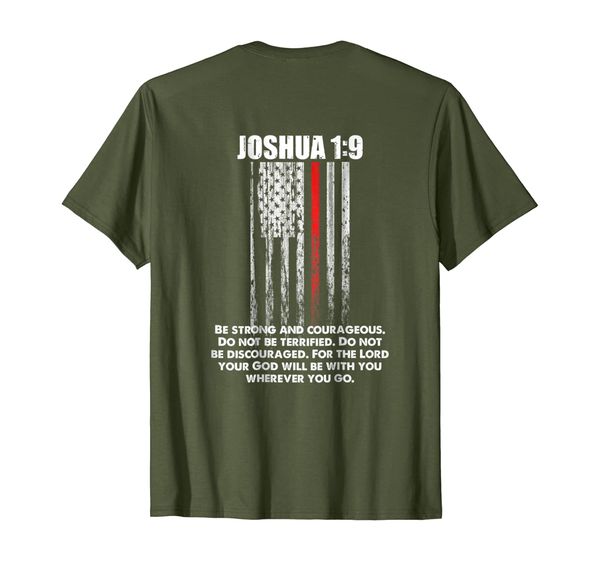 

thin red line firefighter bible verse christian t-shirt, White;black