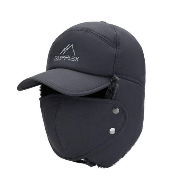 

outdoor hats men women fashion winter thermal bomber ear protection face windproof warmer ski cap velvet thicken hat, Black;white