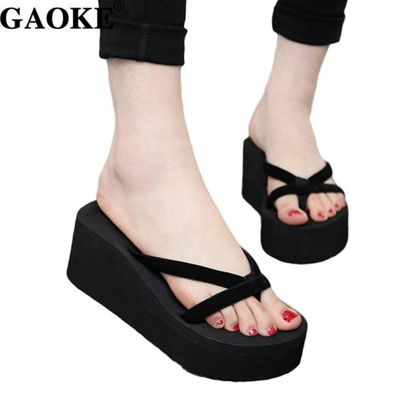 

slippers 2021 summer sandals wedges women slip flip flops beach shoes fashionable casual female ladies bath slides, Black