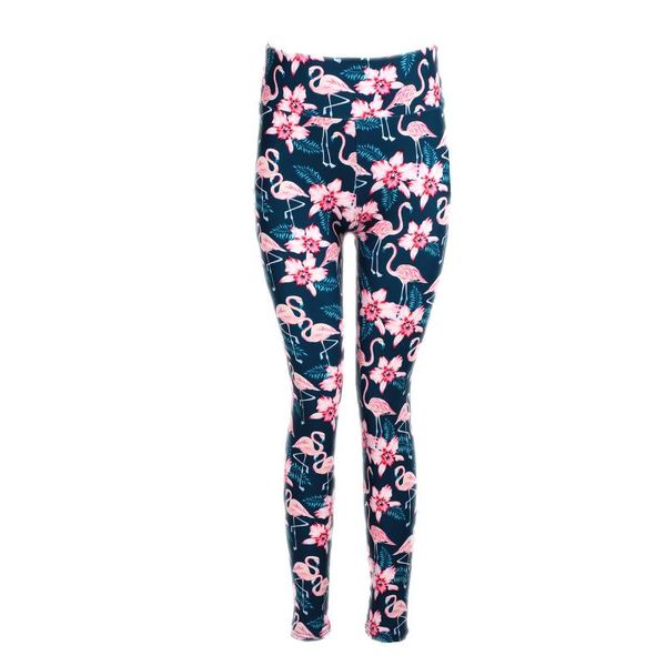 

women's leggings mommy daughter valentine day pink flower flamingo, Black