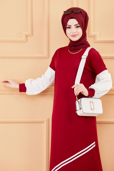 

muslim dress code 2021 turkish gown hijab summer ethnic clothing, Red