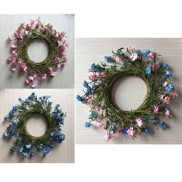 

artificial blue flowers wreath spring outdoor for front door wall window party wedding dÃ©cor decorative & wreaths