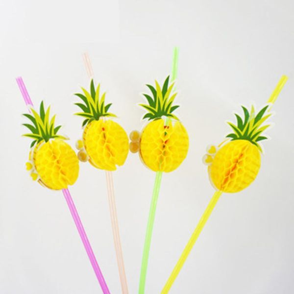 

50pc ropical umbrella pineapple cocktail straws disposable juice drinking straw for snack streets outdoor picnics parties party decoration