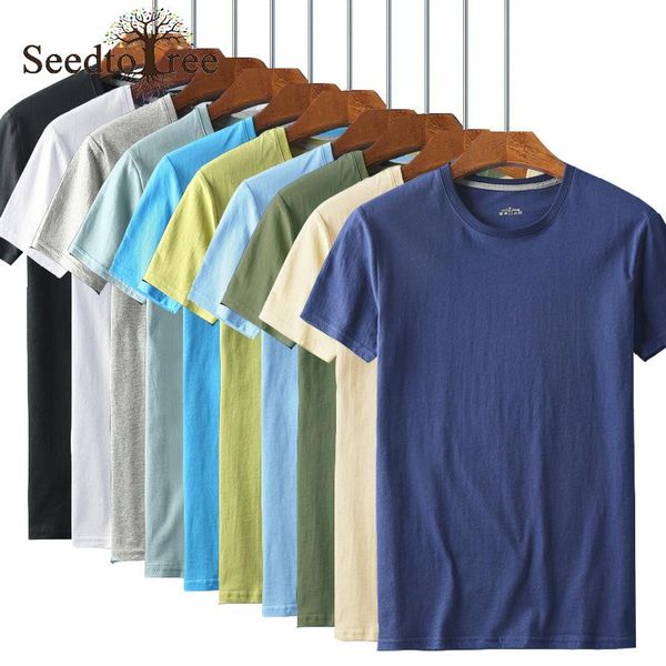 

men's t-shirts summer multicolor large size round neck shirt short-sleeved casual solid color cotton t-shirt, White;black
