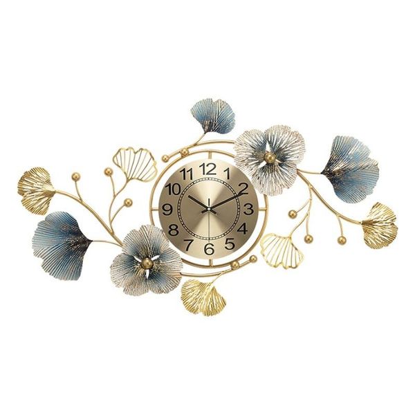 

wall clocks chinese style modern art clock luxury living silent creative 3d large ginkgo watches home decor horloge murale reloj