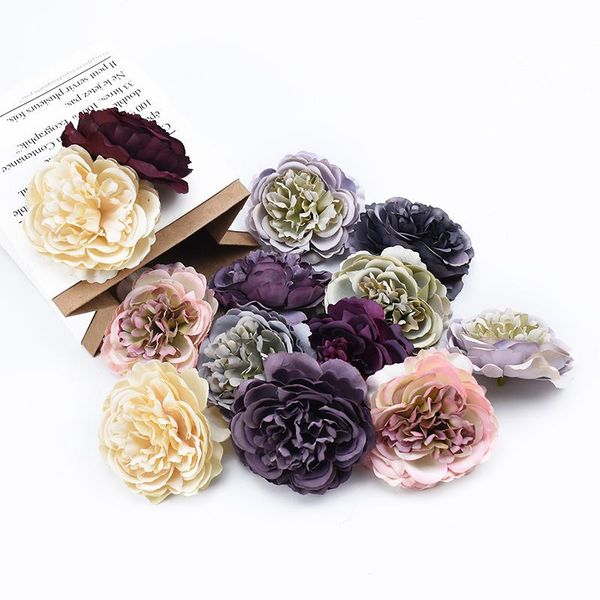 

decorative flowers & wreaths 5pcs artificial flower retro silk peony head wall wedding bridal accessories clearance gifts party
