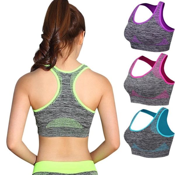 

yoga outfit shockproof quick dry sports bra women padded gather push up gym running seamless workout fitness top