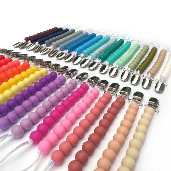 

silicone teethe bead pacifier holder newborn chain clip baby teething nipple kids chew toy