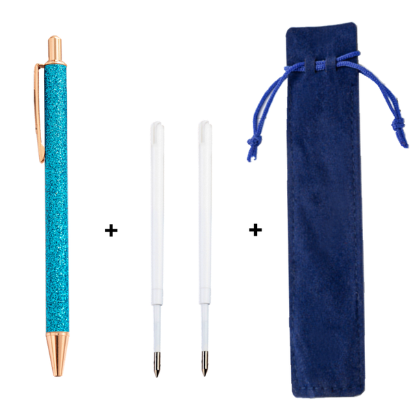 

ballpoint pens 1 pcs flash crystal pen metal pendant 1.0mm stationery office & school ballpen 2pc- refills 1pcs pencil case, Blue;orange