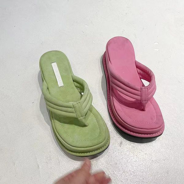 

slippers fashion women clip toe sandal wedge platform shoes casual beach dress heels slipper female flip flops woman, Black