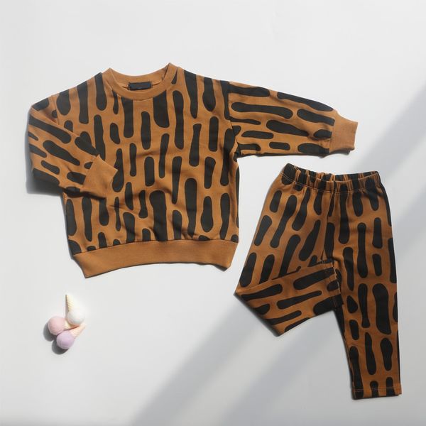 

children's clothing spring autumn suit girls baby kids sweater cotton printed set for boys 210515, White