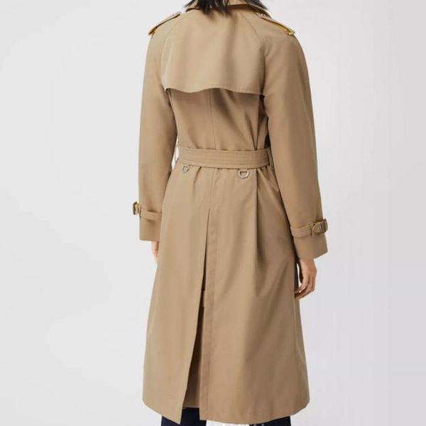 

women's trench coats long classic windbreaker waterproof british high-end english style autumn winter gabadian solid color size coat a6, Tan;black