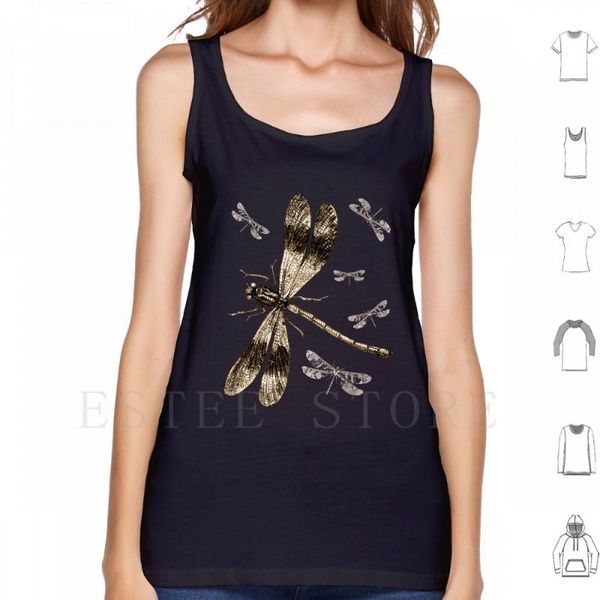 

men' tank golden dragonflies | vintage dragonfly vest gothic, White;black