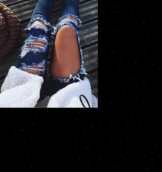 

womens jean boyfriend hole ripped jeans women pants cool denim vintage straight for girl mid waist casual female, Blue
