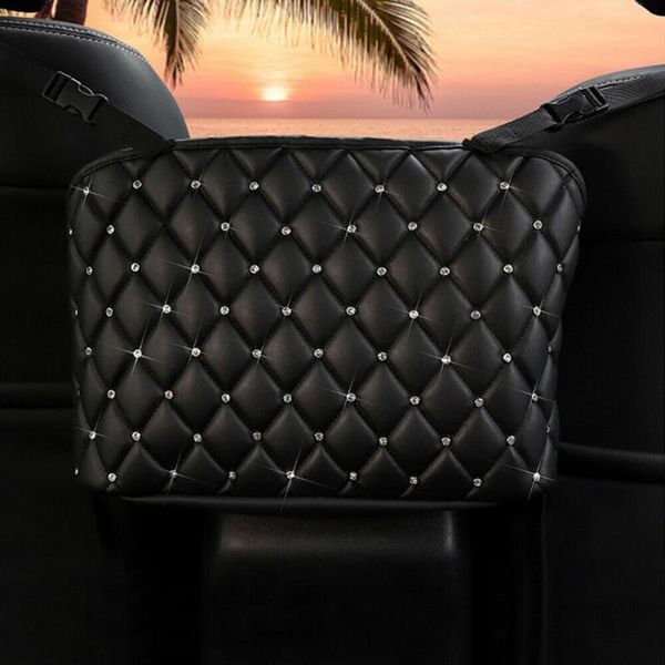 

car organizer diamond seat handbag holder hanging leather storage black bling