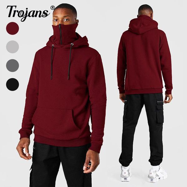 

men's hoodies & sweatshirts 2021 winter hooded masks zipper sweater cotton fleece warm male outdoor clothing, Black