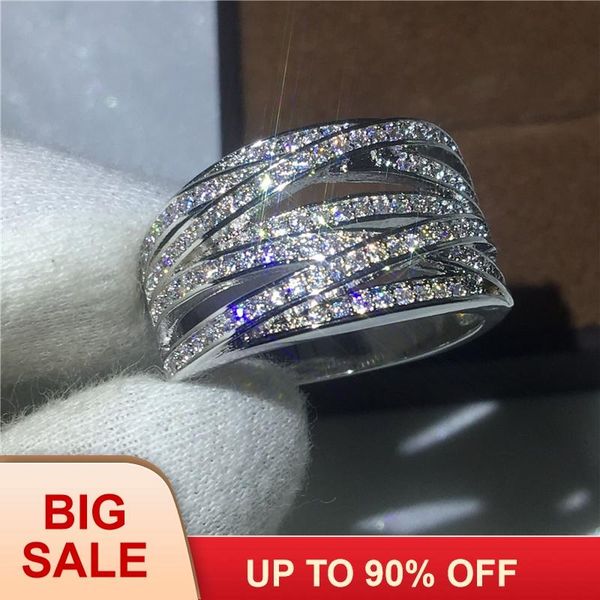 

wedding rings luxury women fashion jewelry zircon cz white gold filled cross engagement band ring for men gift, Slivery;golden