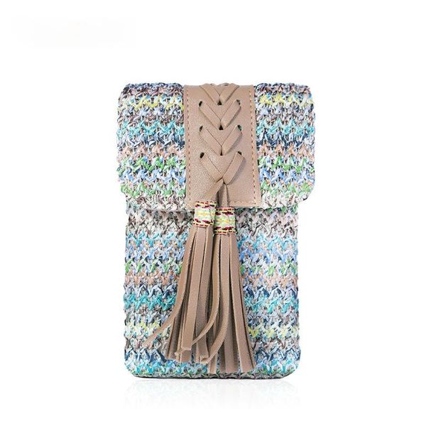 

evening bags summer day weave crossbody vertical square cell phone mini women's fashion shoulder bag all-match beautifully handbags