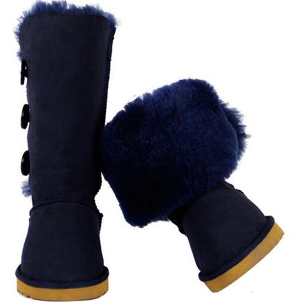 

boots 2021 winter women shoes woman leather fur button knee thigh high long australia snow big size black red