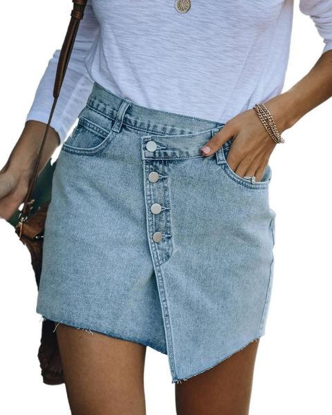 

skirts 2021 women's summer casual irregular denim skirt, Black