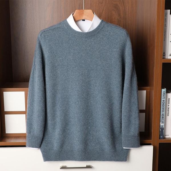 

men's sweaters zehangsea winter pullover thickened fabric loose and warm round neck simple soft random knitted sweater, White;black