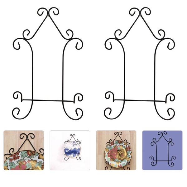 

hooks & rails 2pcs wall display rack artwork hanging stand iron art plate holder