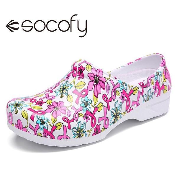 

slippers socofy floral lightweight slip-on waterproof non-slip garden working shoes nursing daily women's, Black