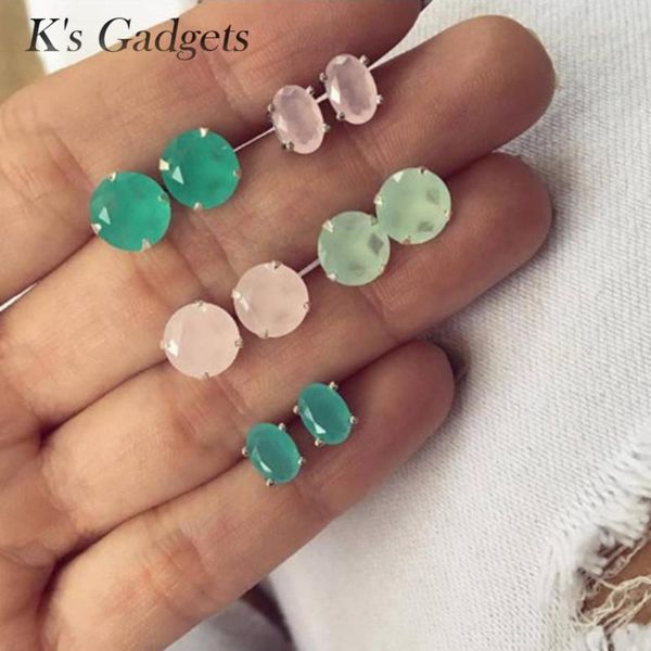 

stud k's gadgets earrings set for women fashion geometric round resin orecchini 2021 boucle doreille jewellery, Golden;silver