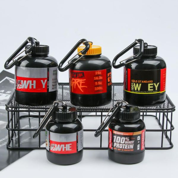 

accessories mini portable protein powder bottle with keychain sports food canister multifunction container storage pillbox jars