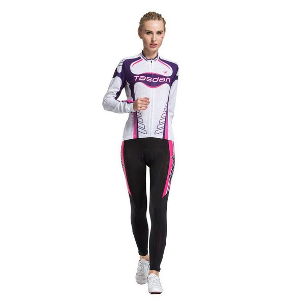 

racing sets tasdan excellent quality cycling jerseys long sleeve comfortable gel pad pants bicycle clothing for sport women, Black;blue