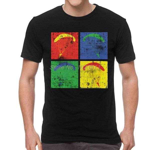 

men's t-shirts paragliding retro paraglider t-shirt novelty t shirt short sleeve cotton vintage paramotor parachute tshirt urban tee to, White;black