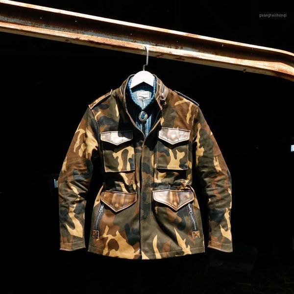 

men's leather & faux m65 poisoned by camouflage, Black