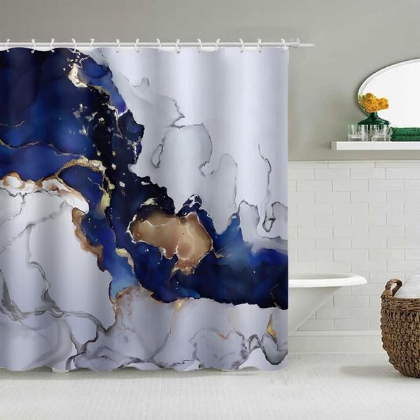 

nordic modern shower curtain marble and flower 3d pattern curtains for bathroom with hooks home decoration set